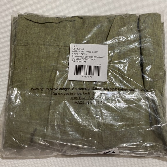 NWT Urban Outfitters Ella Linen Blend Tiered Dropped Waist Midi Dress Size M - Picture 9 of 12